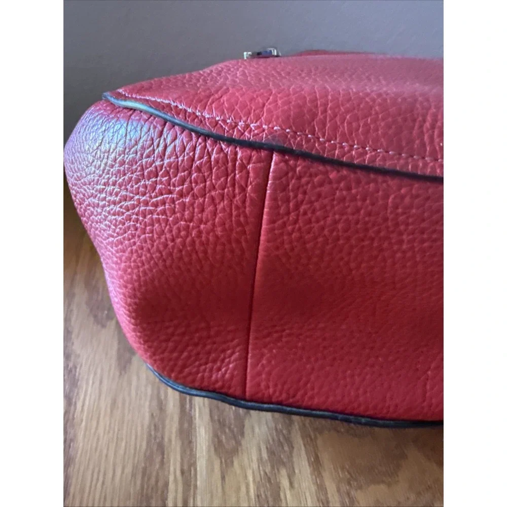 Coach Elle Hobo Bag Medium Red Pebbled Leather Shoulder Bag F31399 Hang Tag
